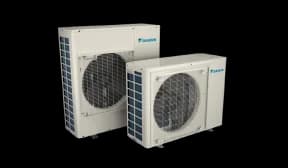 Daikin compact side-discharge heat pump unit render